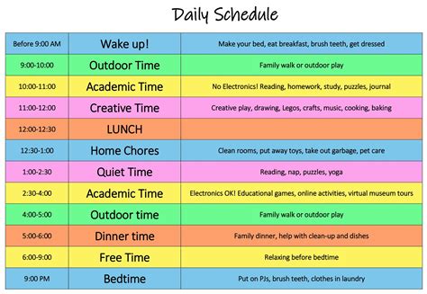 E Learning Daily Schedule Template