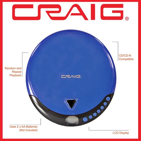 Craig Cd2808 Bl Personal Cd Player With Headphones In Blue And Black