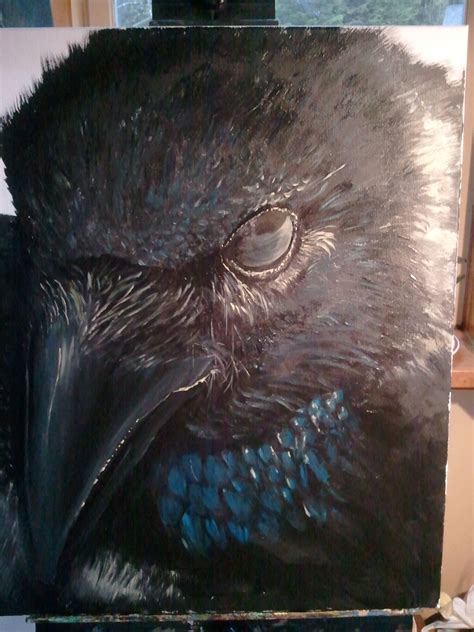 Acrylic Painting Raven Crow Painting Raven Art Bird Art