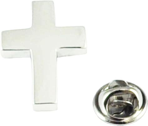 Rhodium Plated Christian Cross Lapel Pin Badge Uk Clothing