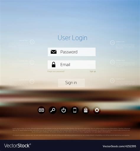 Login Form Page With Blurred Background Web Site Vector Image