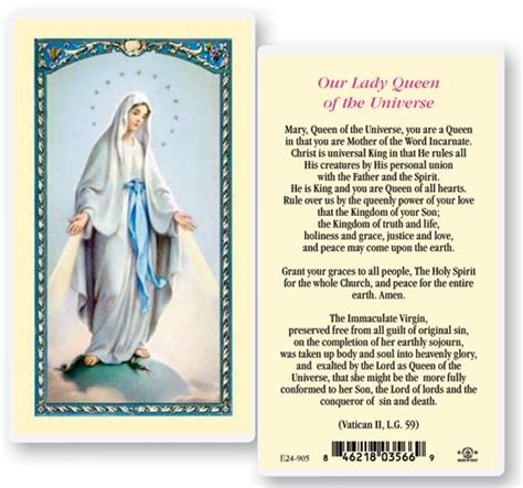 Our Lady Queen Of The Laminated Prayer Cards 25 Pack