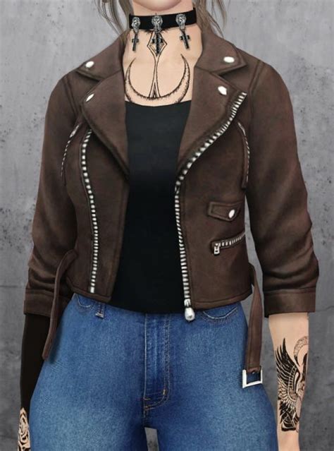 The 9th Circle Yesod Sims Sentate Pearl Biker Jacket 4t3 Sims