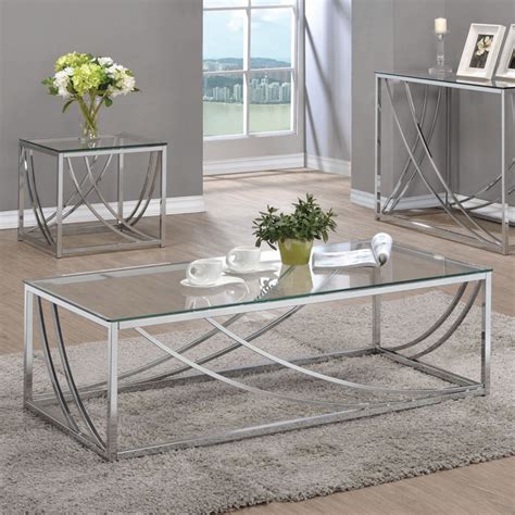 Coaster Furniture Rectangular Glass Top Coffee Table Chrome 720498 Coffee Table Coaster
