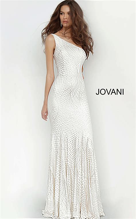 jovani 1119 one shoulder fitted jersey prom dress