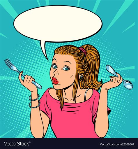 woman wants to eat royalty free vector image vectorstock