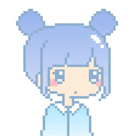 Kawaii Pixel Pastel Blue Space Buns Girl By Anh2301 On Deviantart