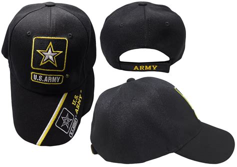 Us Army Star Logo Emblem Shadow Star On Bill Black Embroidered Cap