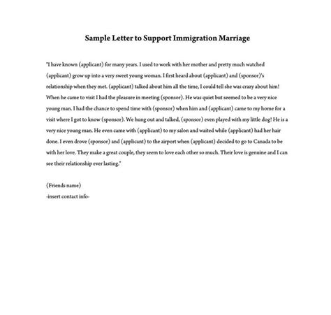 Reference Letter To Support Immigration Marriage 5 Samples