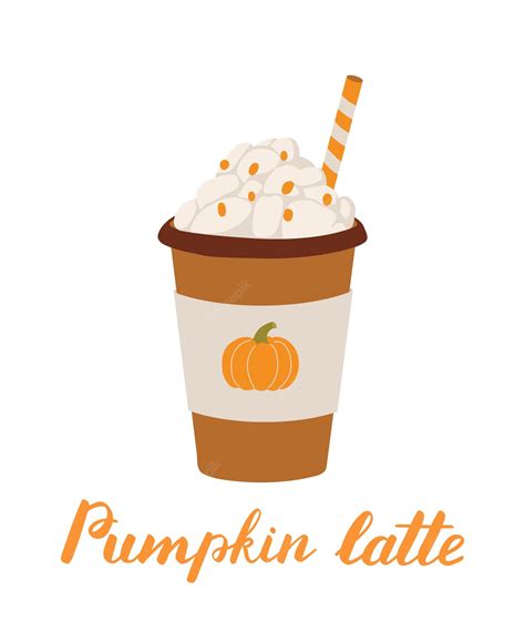 Premium Vector Pumpkin Spice Latte In Paper Cup Flat Vector Illustration Autumn Coffee To Go