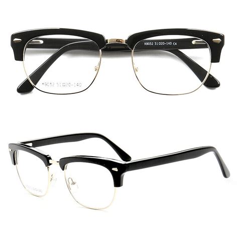 guys only half rim eyeglases square frames men s women s unisex super vintage