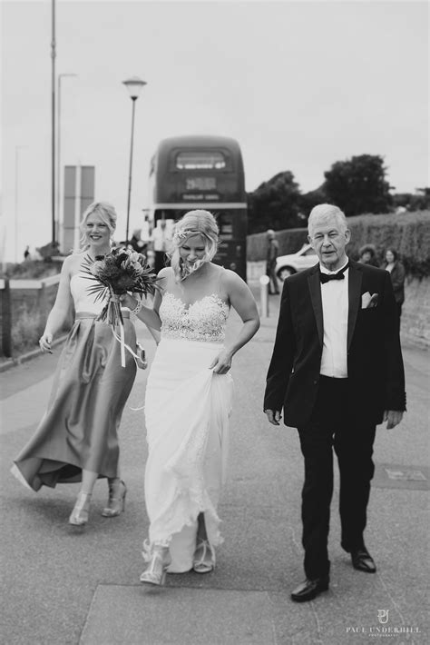 Bride Arrives Beach Wedding Bournemouth Paul Underhill Photography