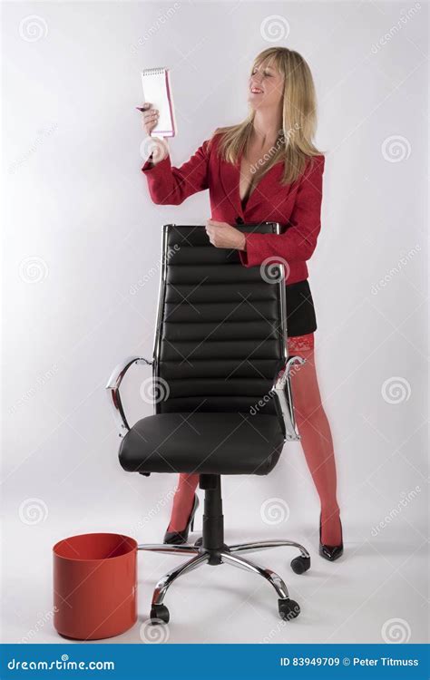 Blond Secretary Holding A Notebook Stock Image Image Of Provocative