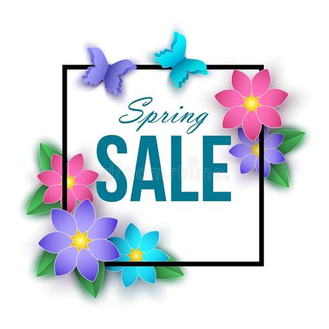 Spring Season Sale Banner With Flowers Stock Vector Illustration Of