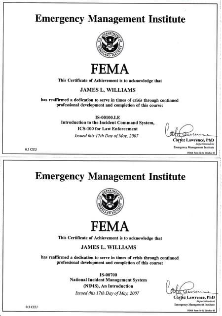 Fema Certificate Pdf