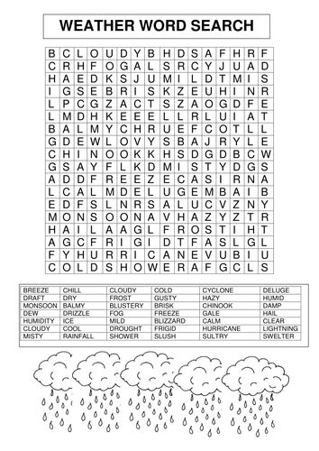 Weather Word Search Teaching Resources