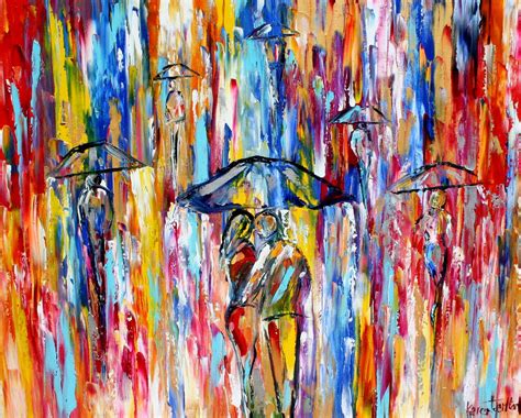 Fine Art Print Abstract City Rain Print From Oil Painting