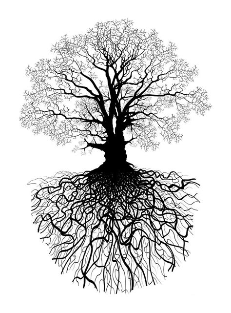 Earth Day Minimalist Tree and Root Digital Art by Art Lounge Design