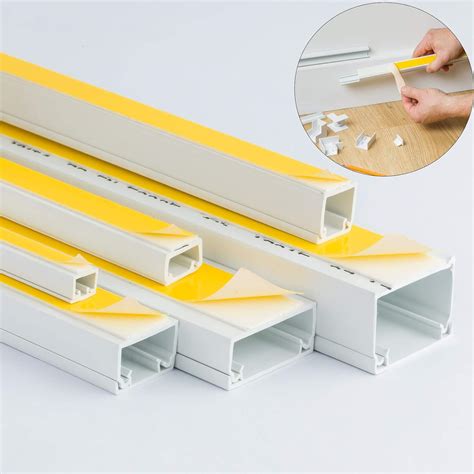 White Self Adhesive PVC Trunking Cable Wire Tidy Plastic Electrical Conduit Mini Trunk X M