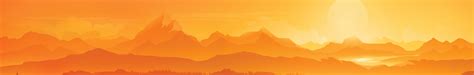 1600x256 Orange Landscape Morning Minimal 1600x256 Resolution Wallpaper
