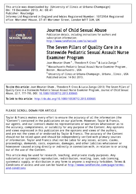 pdf the seven pillars of quality care in a statewide pediatric sexual assault nurse examiner