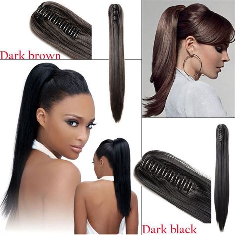 Claw Jaw Clip Ponytail Human Hair Piece 100 Remy Human Remy Hair