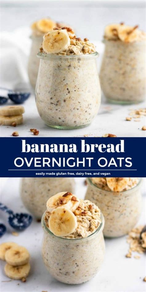 Like eating dessert for breakfast without any guilt! Banana Bread Overnight Oats | Lemons + Zest | Recipe | Low calorie overnight oats, Overnight ...