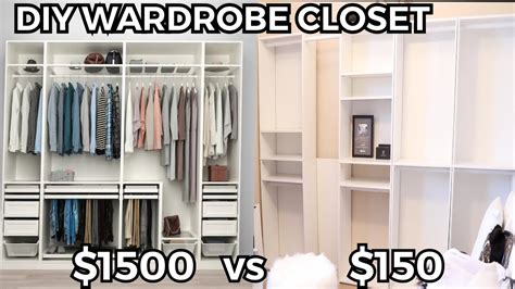 Diy Ikea Pax Wardrobe Closet On A 150 Budget Open Closet Filming Room Makeover Youtube