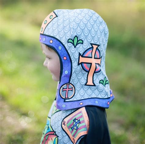 Colour A Knight Helmet Kids Colouring Costume Diy Costume Etsy