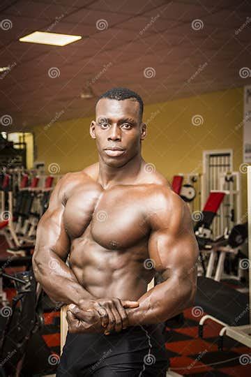 handsome black male bodybuilder posing in gym stock image image of model handsome 52013381