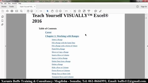 Teach Yourself Visually Excel 2016 01 Af Somali Youtube