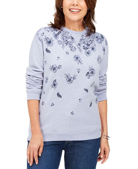 Karen Scott Petite Floral Print Sweatshirt Created For Macys