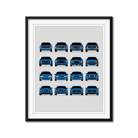 Ford Mustang Generations Poster Print Of The History And Evolution Of