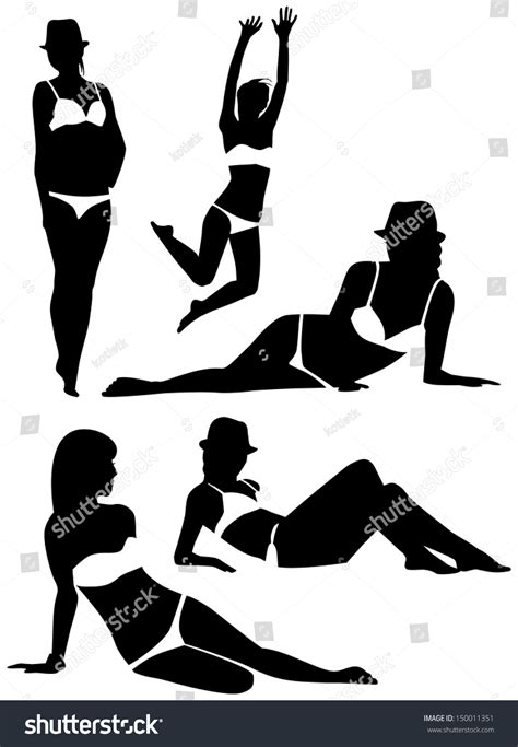 Black Silhouettes Girls Bikini Stock Vector Shutterstock 15064 The