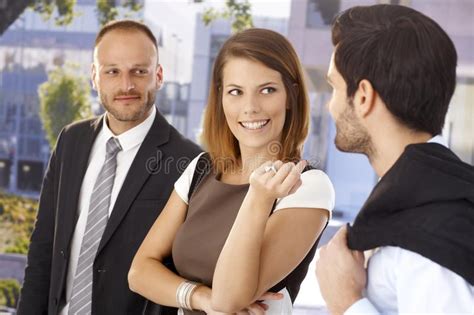 Attractive Businesswoman Flirting With Colleague Stock Image Image Of