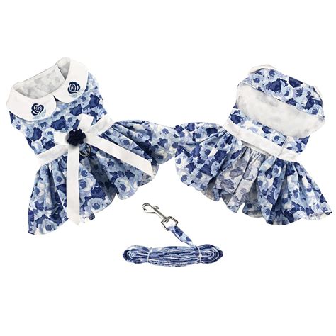 Blue Rose Dog Harness Dress With Matching Lea Baxterboo