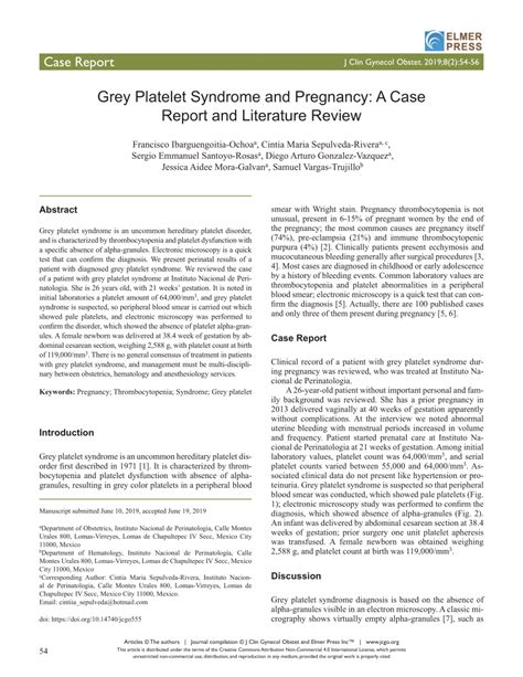 Pdf Grey Platelet Syndrome And Pregnancy A Case Report And