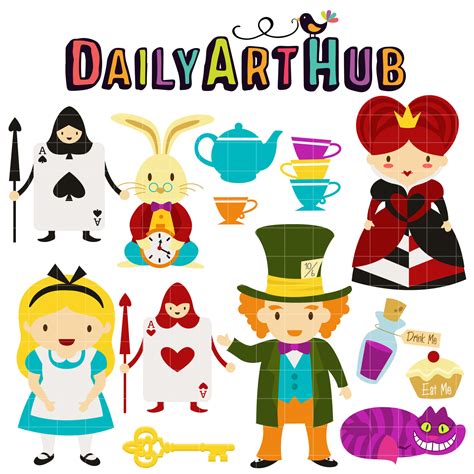Alice In Wonderland Clip Art Set Daily Art Hub Graphics Alphabets