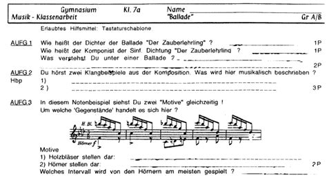 ballade klasse 7 musik