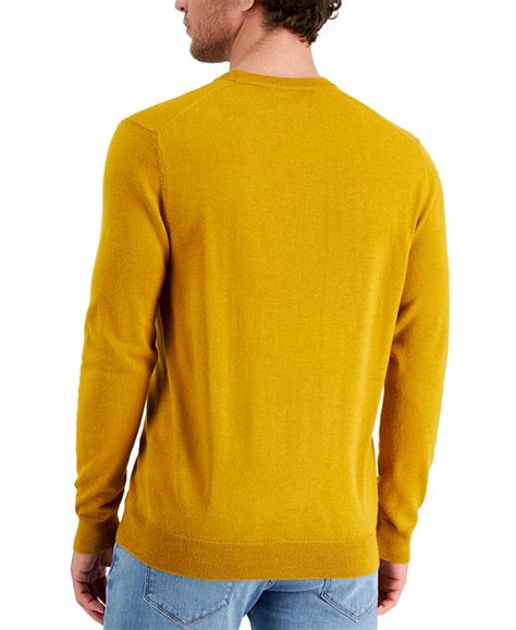 Club Room Mens Solid Crew Neck Merino Wool Blend Sweater Created For