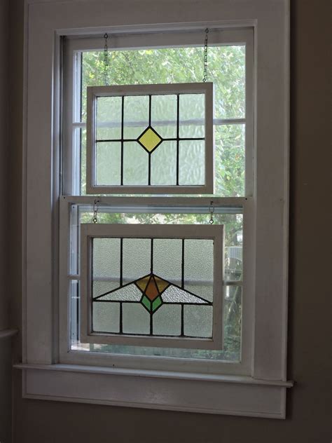 Antique Stained Glass Windows Hanging In Old Window Modernist Decor