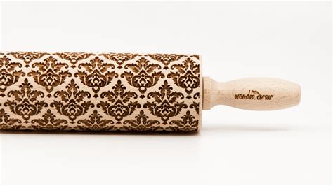 No R150 Victorian Style 3 Pattern Rolling Pin Engraved Rolling