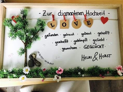 Dann sollten sie auf jeden fall einen. Geschenk zur diamantenen Hochzeit | Diamantene hochzeit, Geschenke zur goldenen hochzeit ...