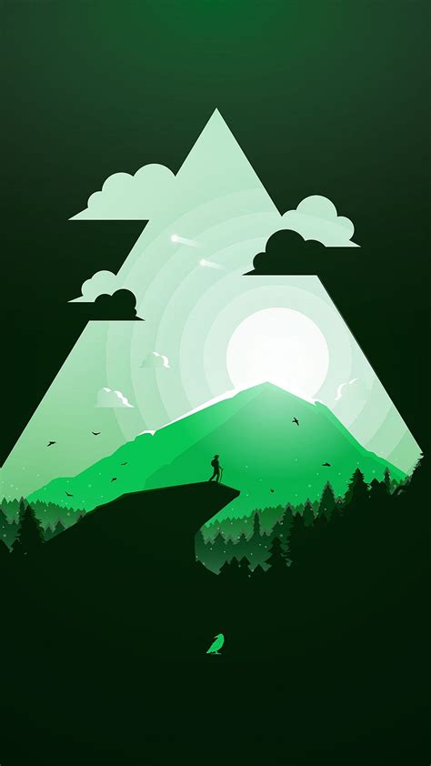 Mountain Sun Green Green Triangle Abstract Hd Phone Wallpaper Pxfuel