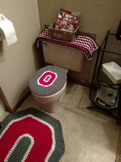 Ohio State Buckeyes Crochet Toilet Seat Cover Handmade Block