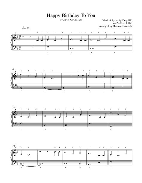 Download and print in pdf or midi free sheet music for happy birthday to you by misc traditional arranged by john german for piano (solo). Happy Birthday To You by Mildred J. Hill Piano Sheet Music ...