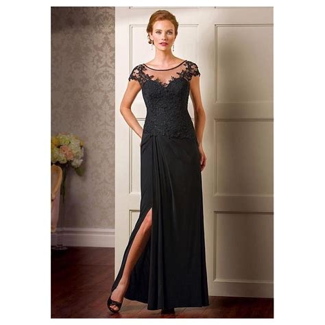 Elegant Tulle And Chiffon Scoop Neckline Sheath Mother Of The Bride Dresses With Lace Appliques