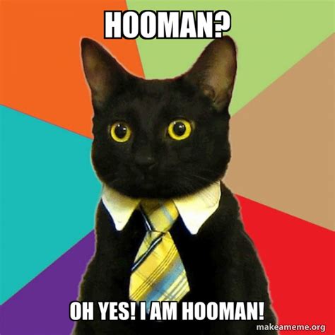 Hooman Oh Yes I Am Hooman Business Cat Make A Meme