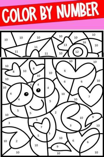 Valentines Day Color By Number By Primary Piglets Tpt