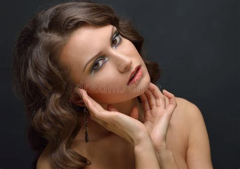 Beautiful Woman With Naked Shoulders Stock Image Image Of Desire